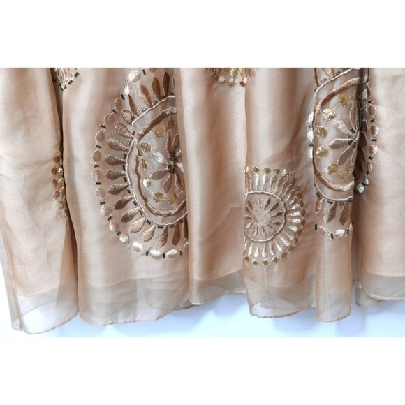 Kay Unger New York 100% Silk Gold Dress Size 10 Sleeveless Cocktail Wedding - Picture 9 of 15